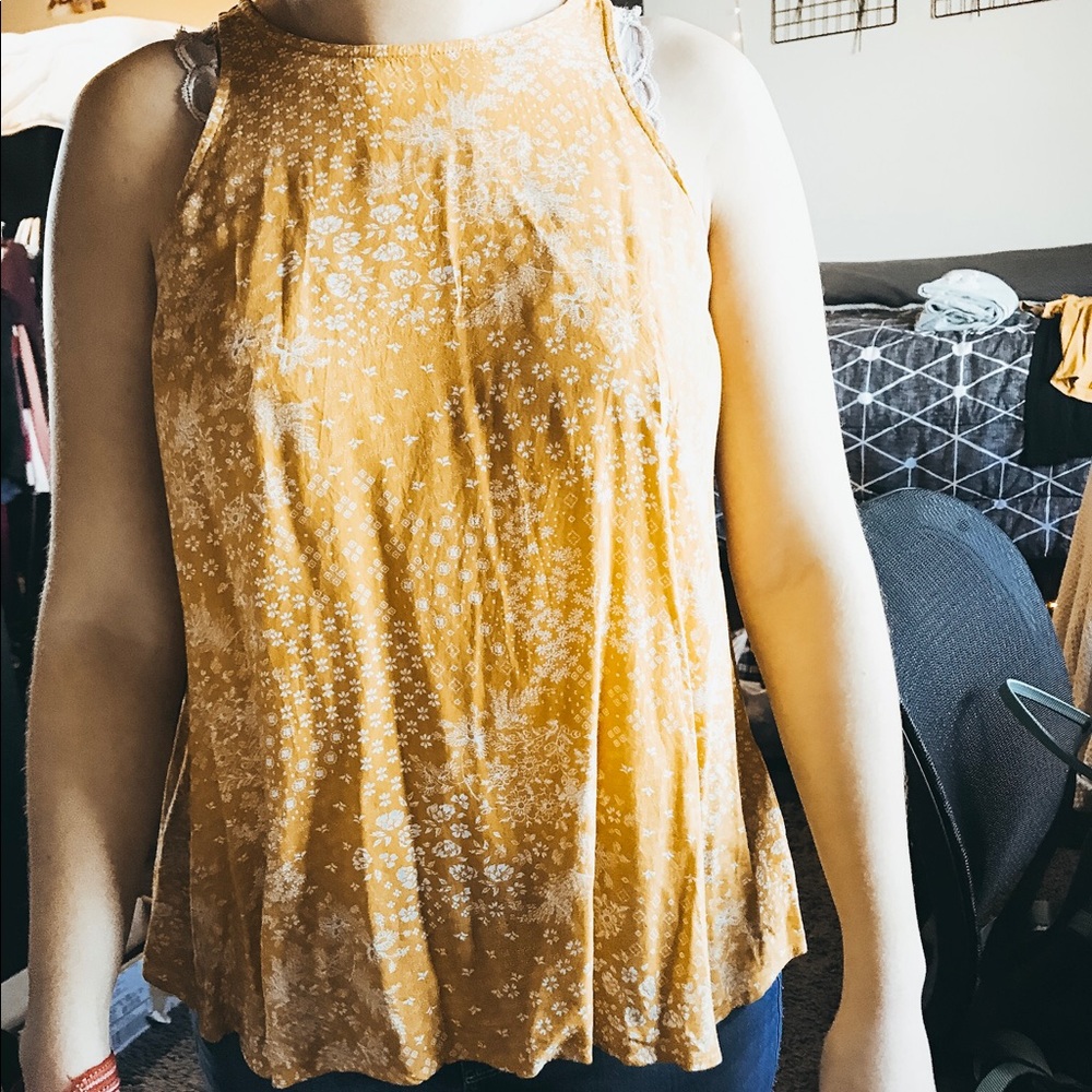 yellow patterned tank top